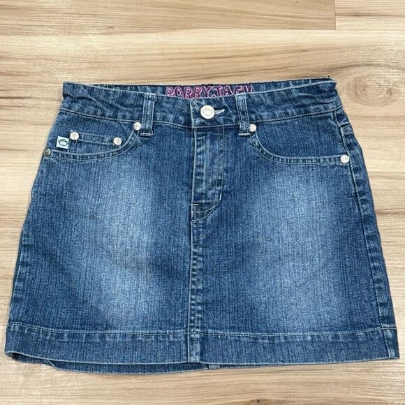 Bobby Jack Y2K Denim Mini Skirt Embroidered Girls 10 - Picture 2 of 5